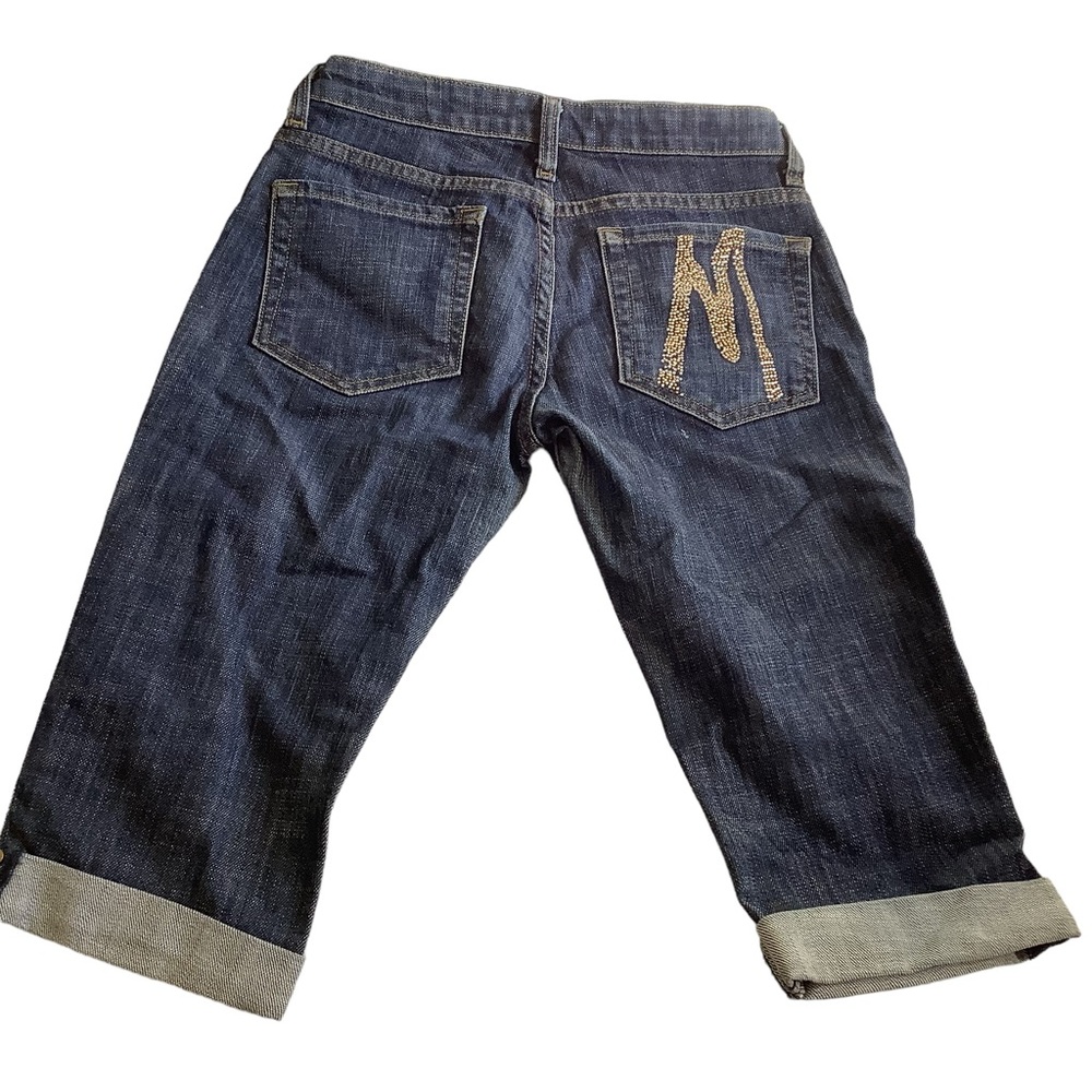 Vintage Marciano Long Jean Shorts Bermuda Cuffed Bling Pocket